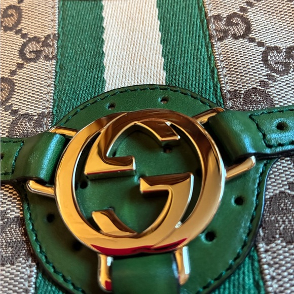 SOLD Perfect Condition: Gucci Reins Beige and Green Women's Bag - Picture 5 of 11